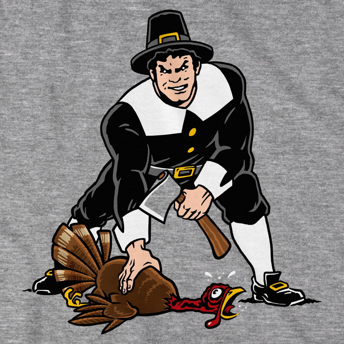 Three Point Stance Thanksgiving Pilgrim T-Shirt - Chowdaheadz