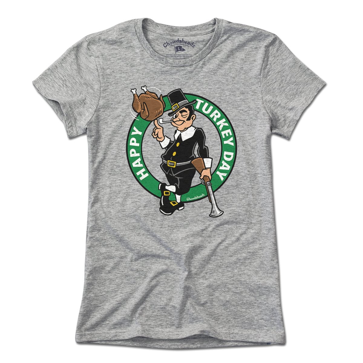 Thanksgiving Pilgrim Circle Logo T-Shirt - Chowdaheadz