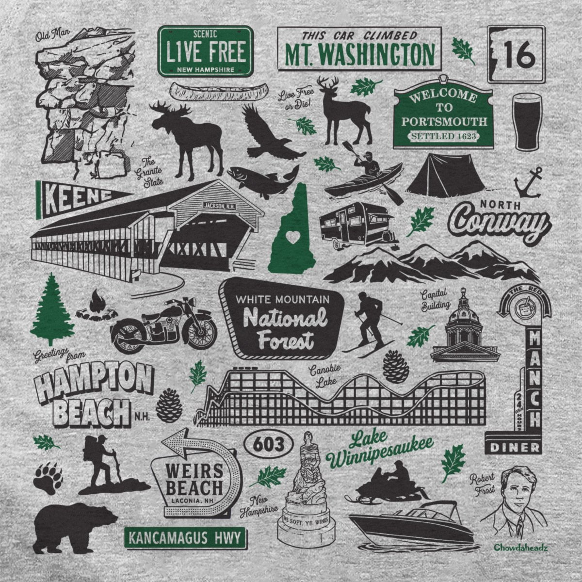 New Hampshire Tourist Attraction Hoodie - Chowdaheadz