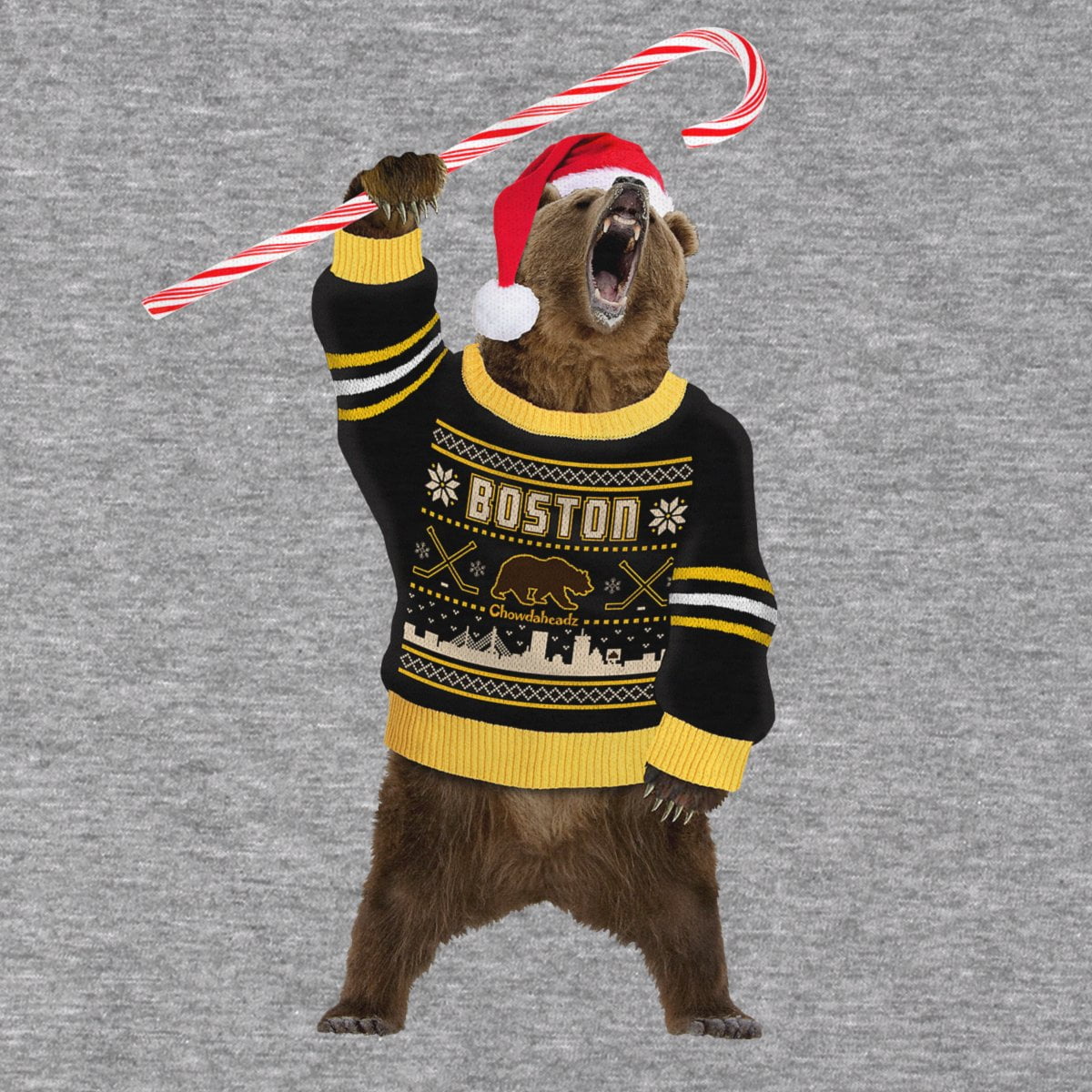 Boston Holiday Sweater Bear T-Shirt - Chowdaheadz