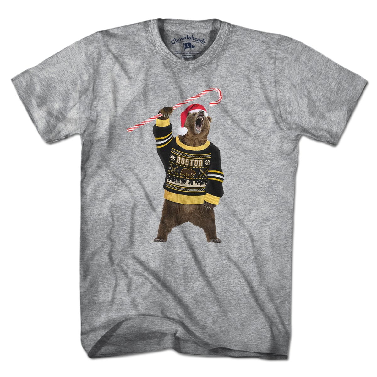 Boston Holiday Sweater Bear T-Shirt - Chowdaheadz