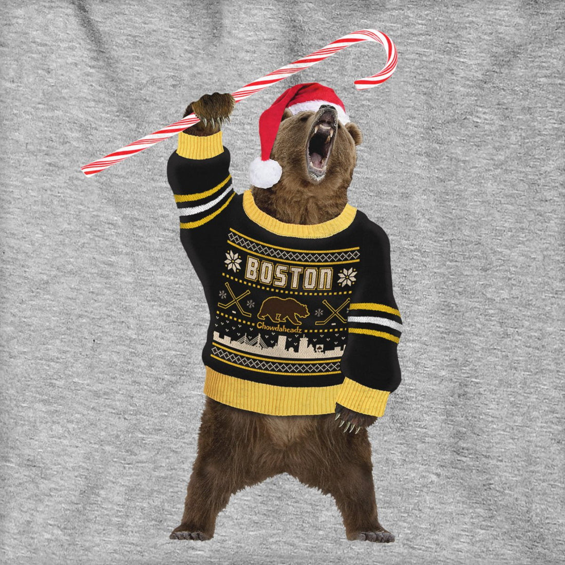 Boston Holiday Sweater Bear Hoodie - Chowdaheadz