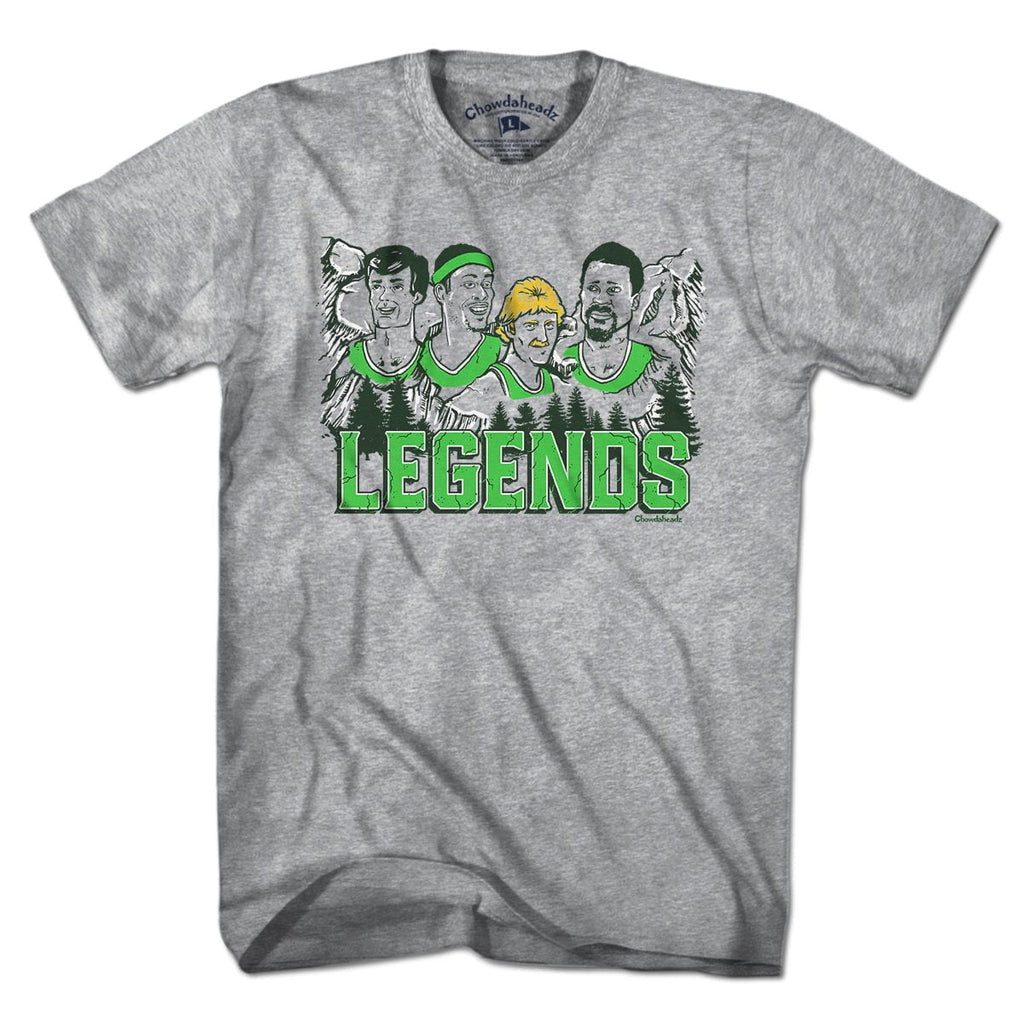 Boston Basketball Legends T-Shirt — men's tee flat lay in Gray