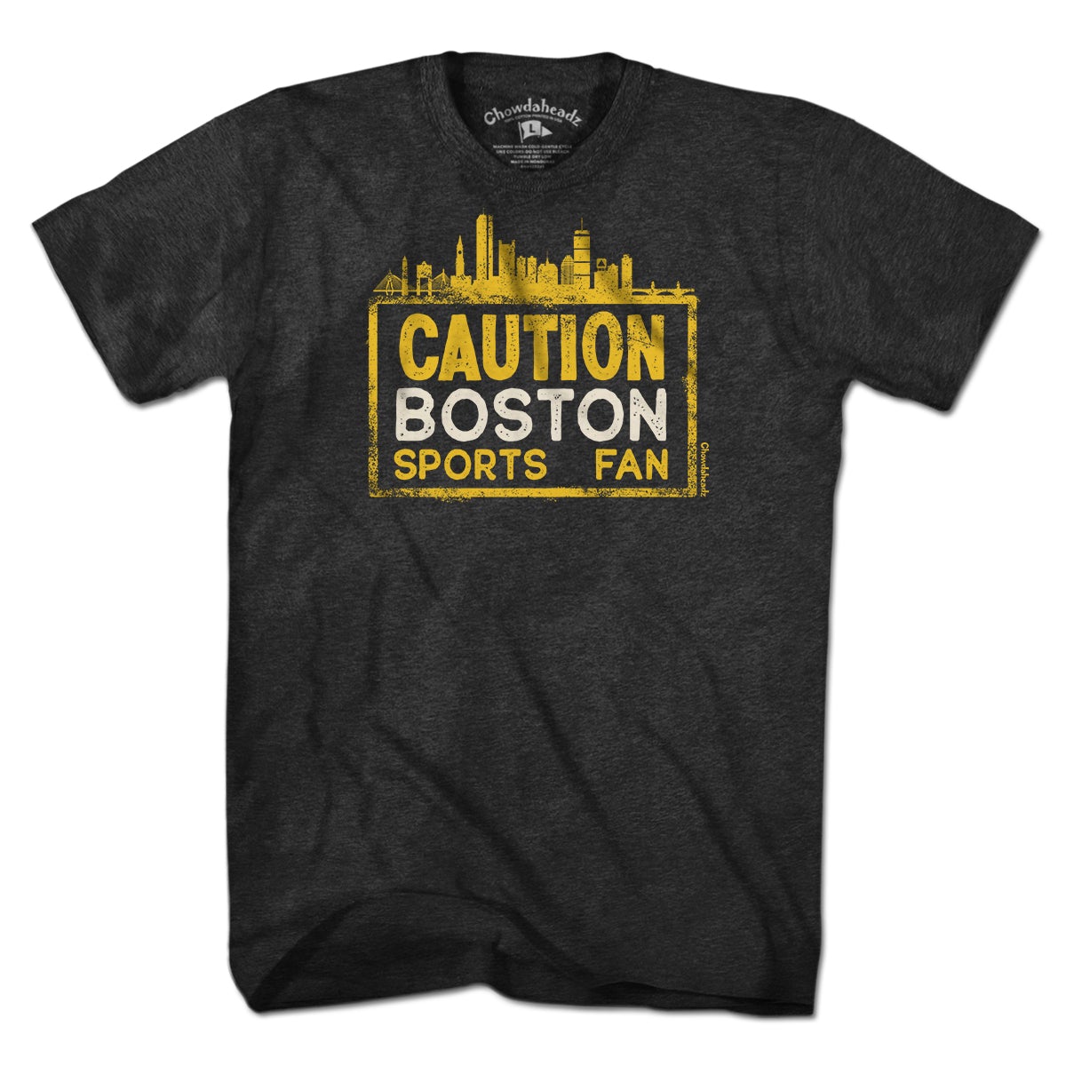 Caution Boston Black & Gold T-Shirt - Chowdaheadz