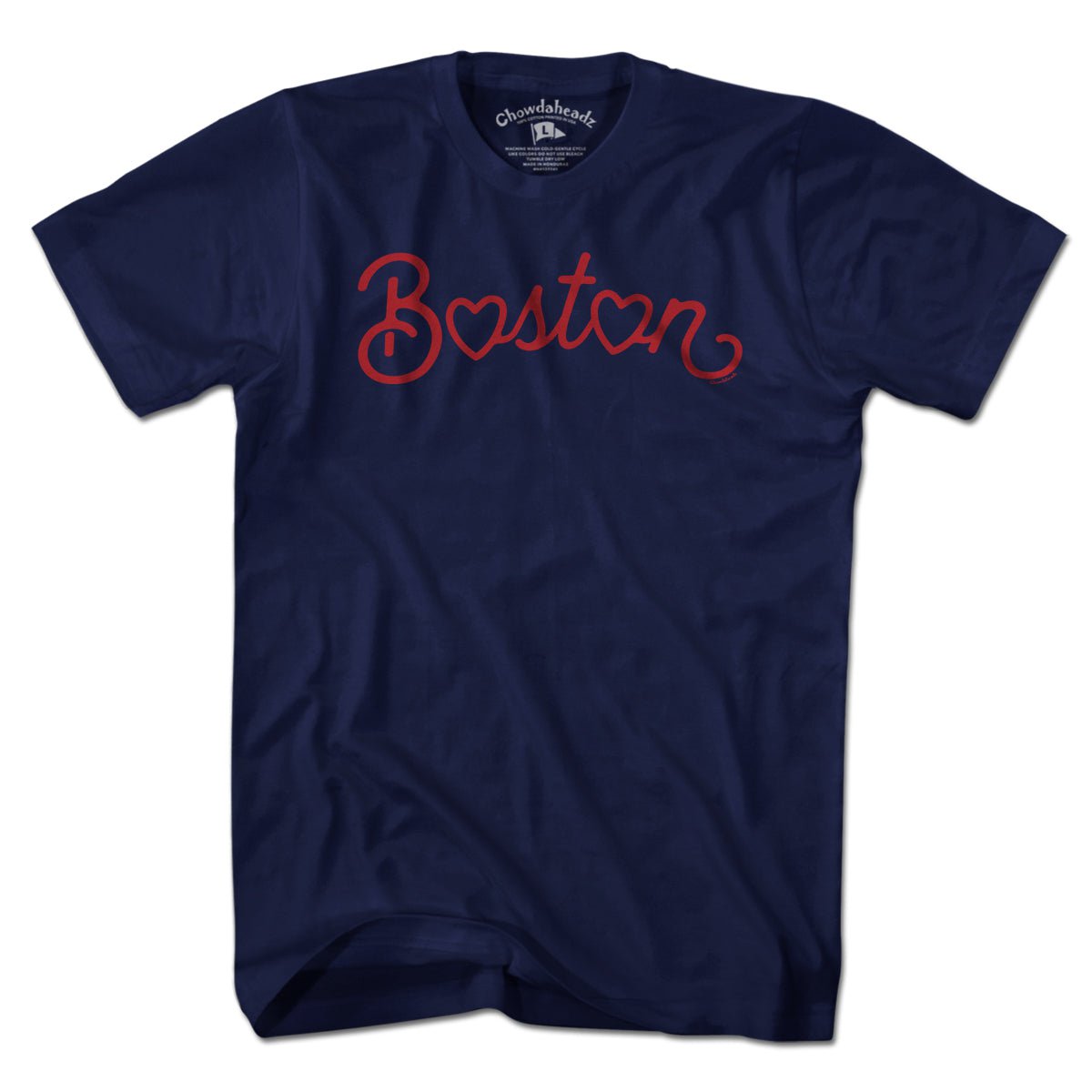 Boston Heart Script T-Shirt - Chowdaheadz