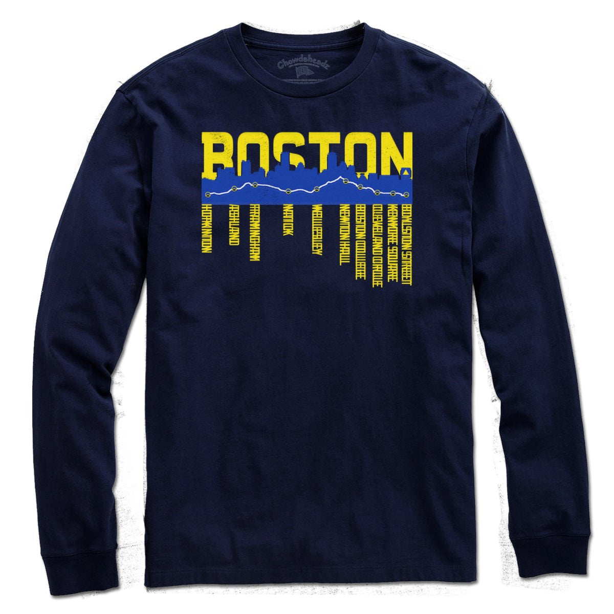 Boston Skyline Run Route T-Shirt - Chowdaheadz