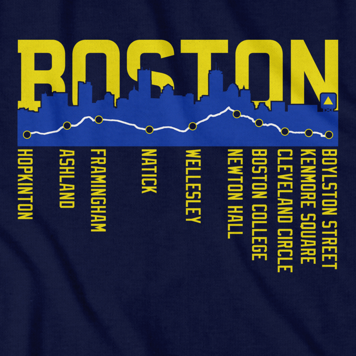 Boston Skyline Run Route T-Shirt - Chowdaheadz