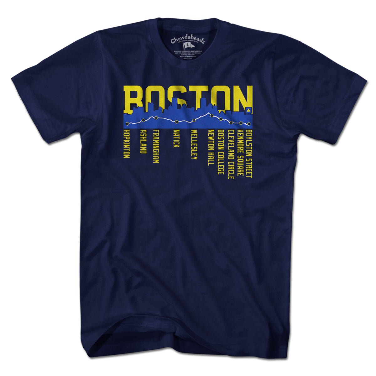 Boston Skyline Run Route T-Shirt - Chowdaheadz
