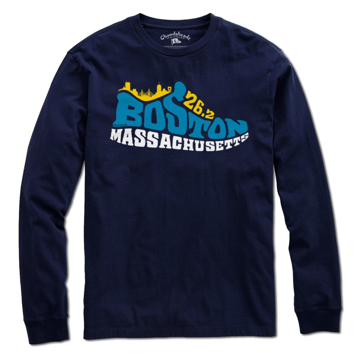 Boston Mass 26.2 Sneaker T-Shirt - Chowdaheadz