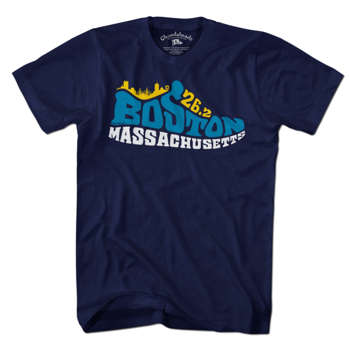 Boston Mass 26.2 Sneaker T-Shirt - Chowdaheadz