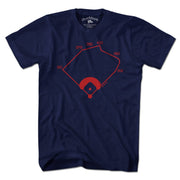 Boston Ballpahk Dimensions T-Shirt — men's tee flat lay in Navy