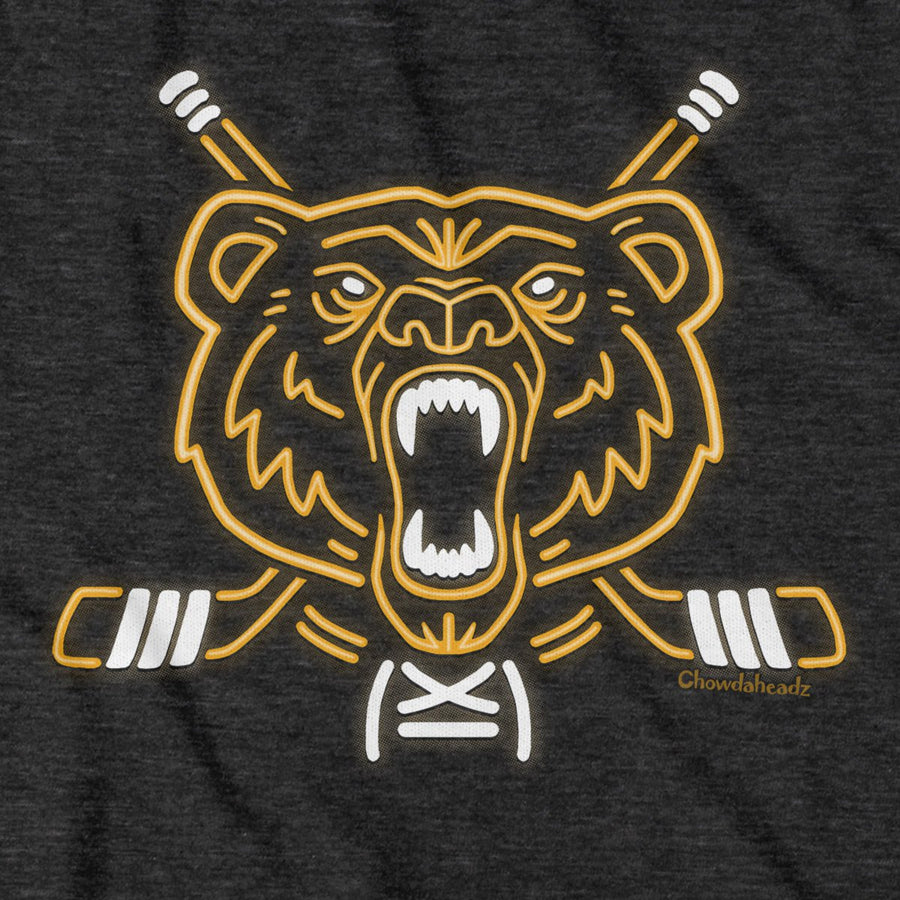 Neon Boston Hockey Bear T-Shirt - Chowdaheadz