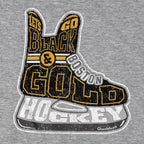 Black & Gold Boston Hockey Skate T-Shirt - Chowdaheadz