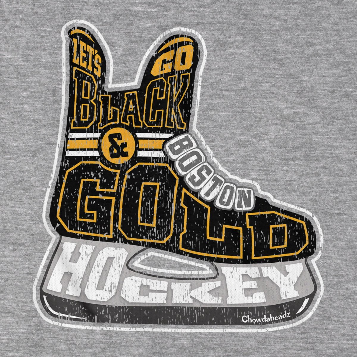 Black & Gold Boston Hockey Skate T-Shirt - Chowdaheadz