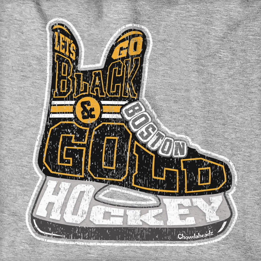 Black & Gold Boston Hockey Skate Hoodie - Chowdaheadz
