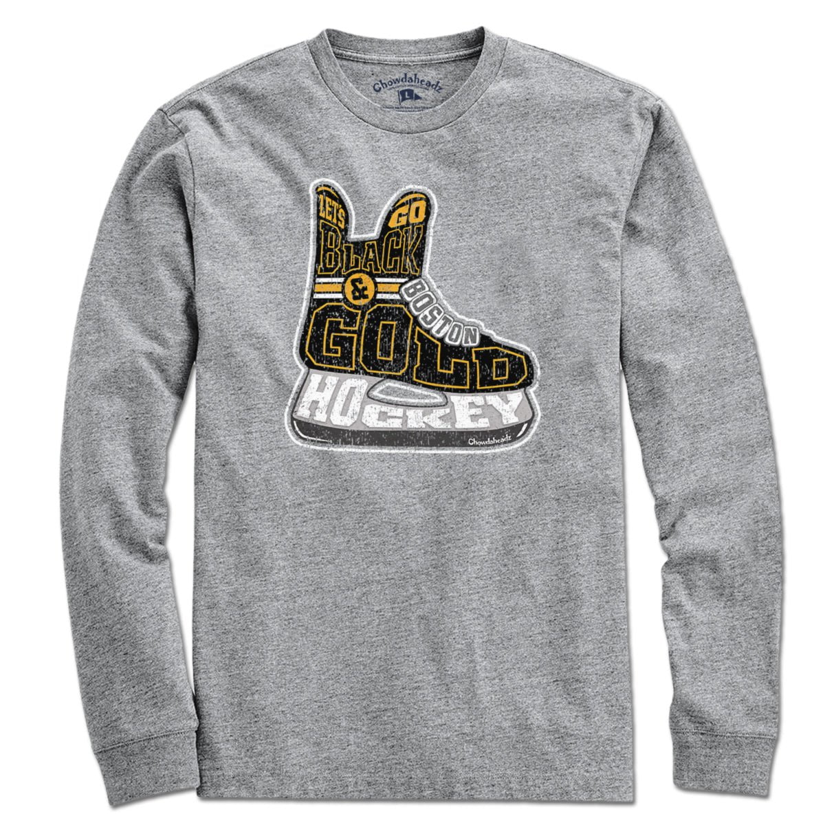 Black & Gold Boston Hockey Skate T-Shirt - Chowdaheadz