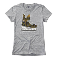 Black & Gold Boston Hockey Skate T-Shirt - Chowdaheadz