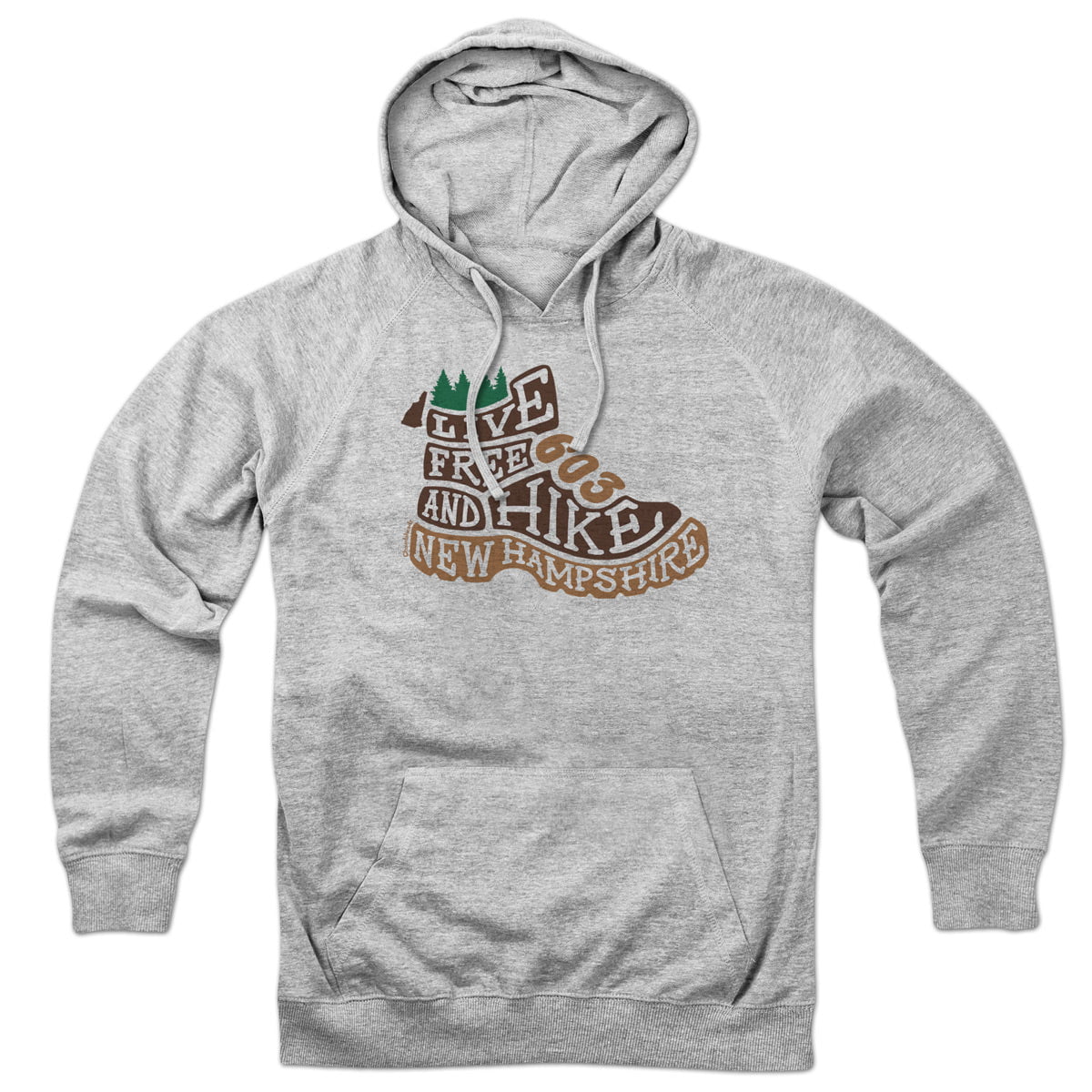 Live Free New Hampshire Hiking Boot Hoodie - Chowdaheadz