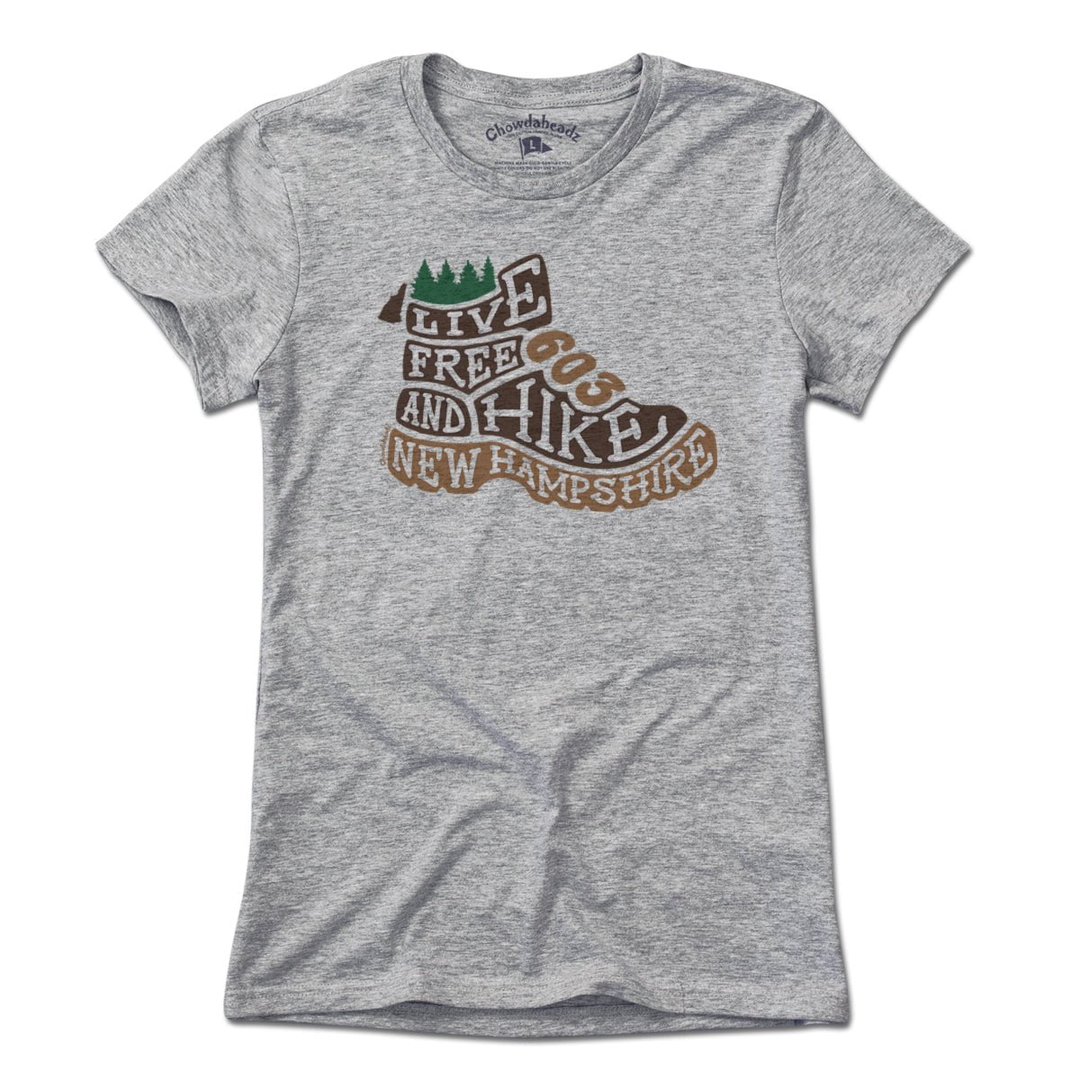 Live Free New Hampshire Hiking Boot T-Shirt - Chowdaheadz