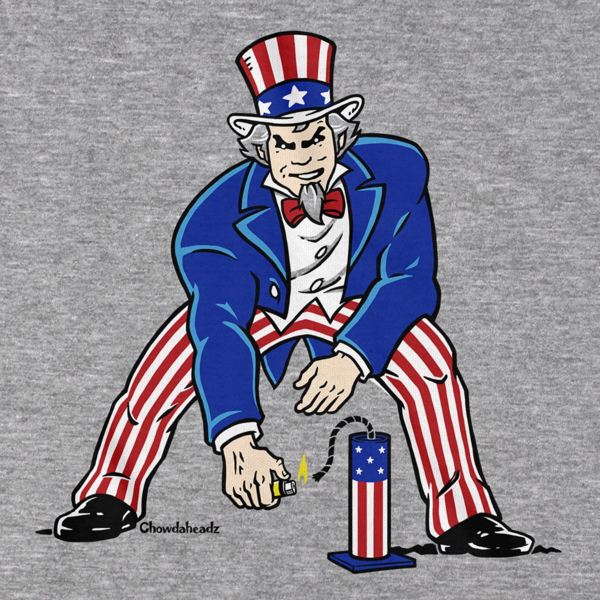 Close-up of Three Point Stance Uncle Sam shirt design — Uncle Sam football illustration