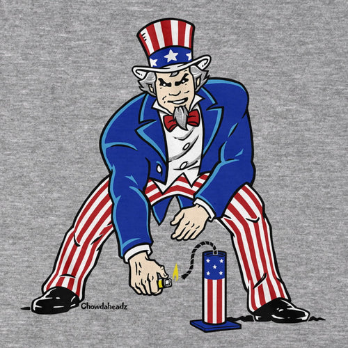 Close-up of Three Point Stance Uncle Sam shirt design — Uncle Sam football illustration