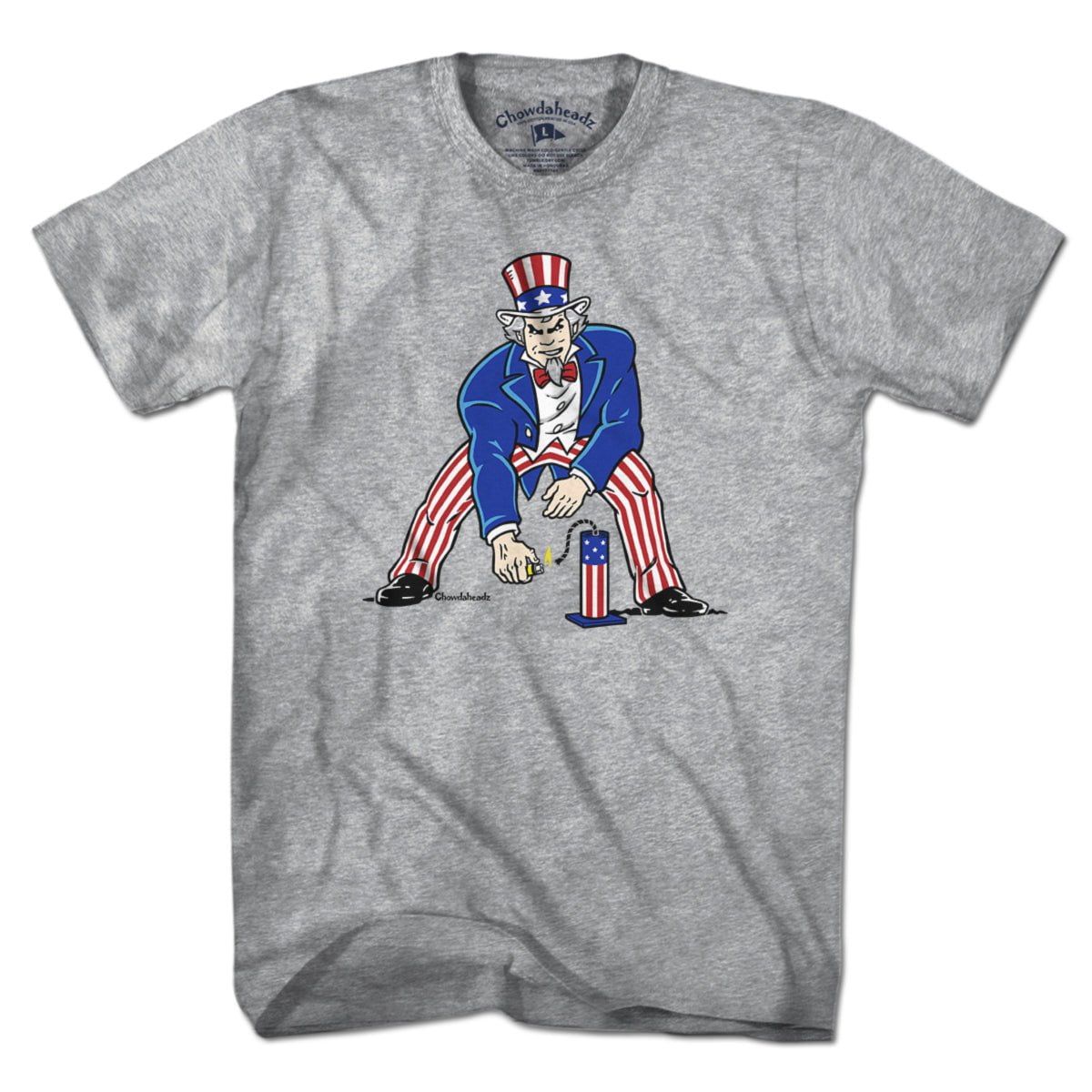 Three Point Stance Uncle Sam t-shirt with Uncle Sam football graphic — funny patriotic football tee