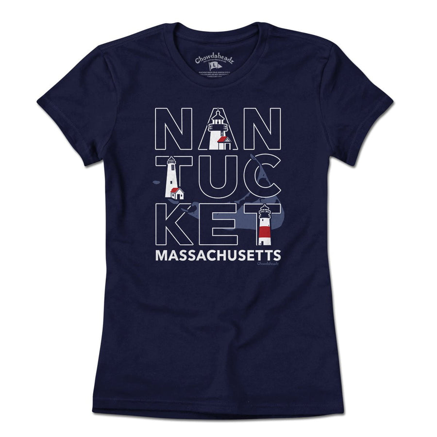 Nantucket MA Stacked T-Shirt - Chowdaheadz