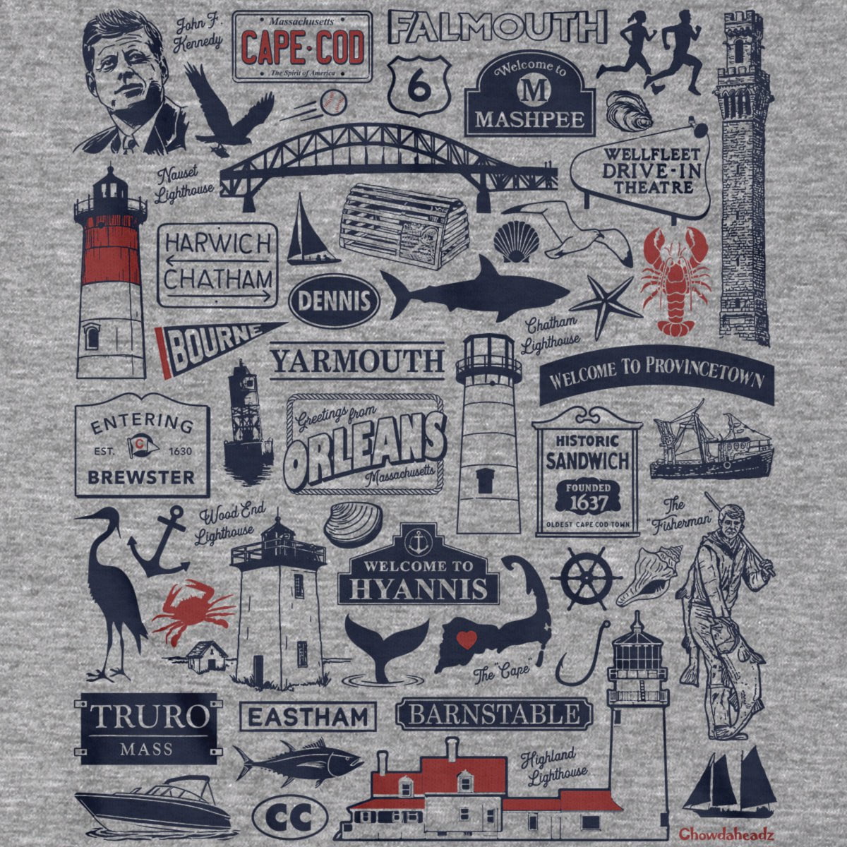 Cape Cod Tourist Attraction T-Shirt - Chowdaheadz