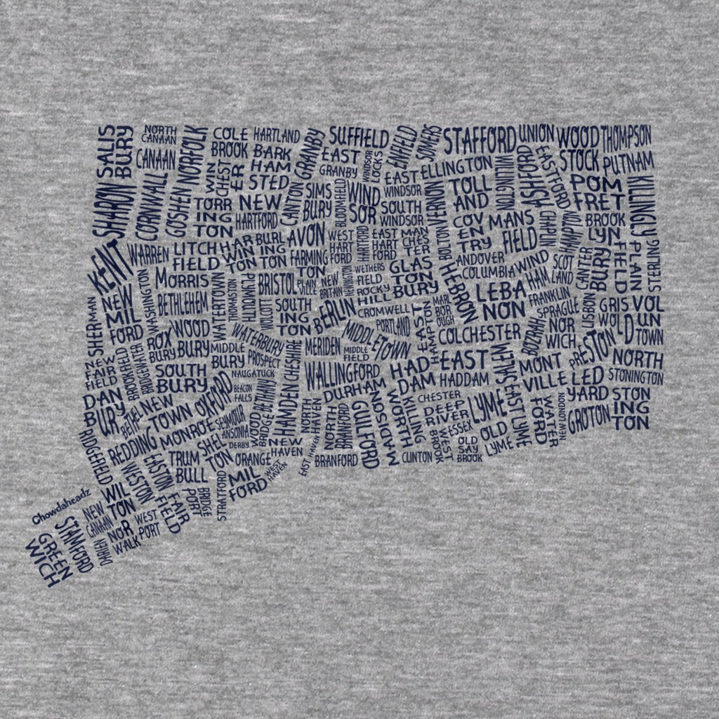 Connecticut Cities & Towns T-Shirt — graphic detail in Gray