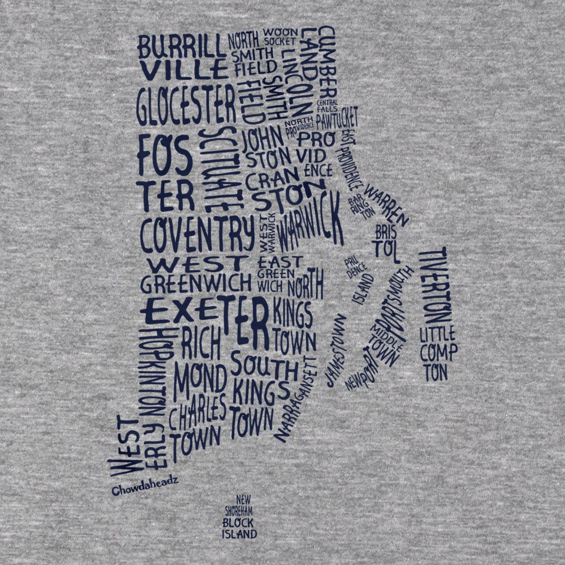 Rhode Island Cities & Towns T-Shirt - Chowdaheadz