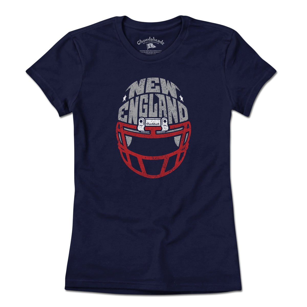 New England Football Helmet T-Shirt - Chowdaheadz