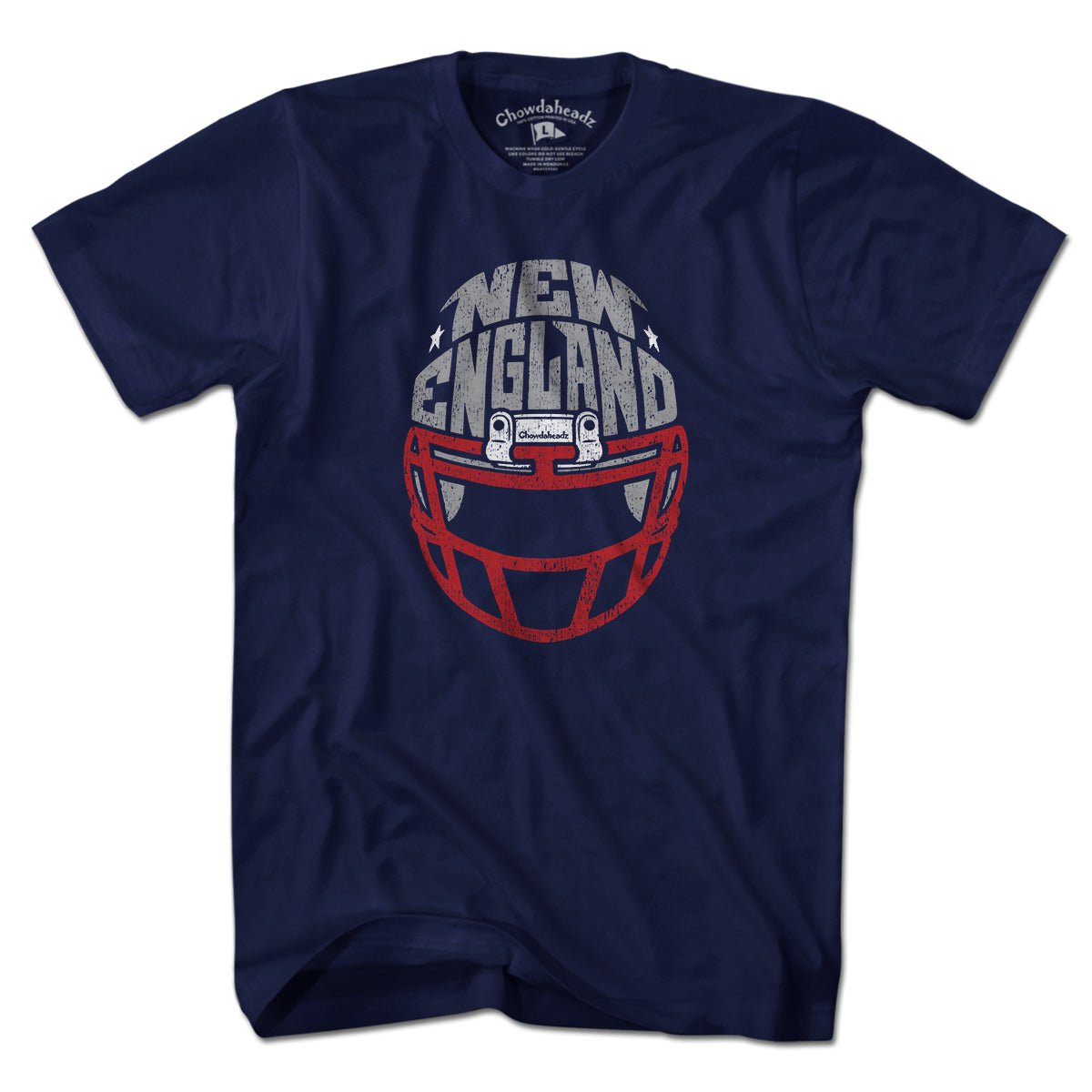 New England Football Helmet T-Shirt - Chowdaheadz