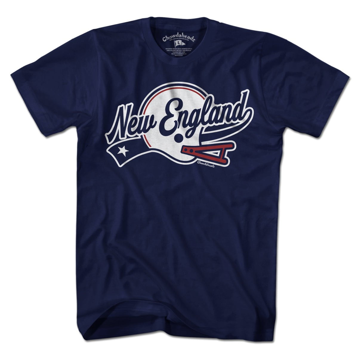 New England Helmet Script T-Shirt - Chowdaheadz