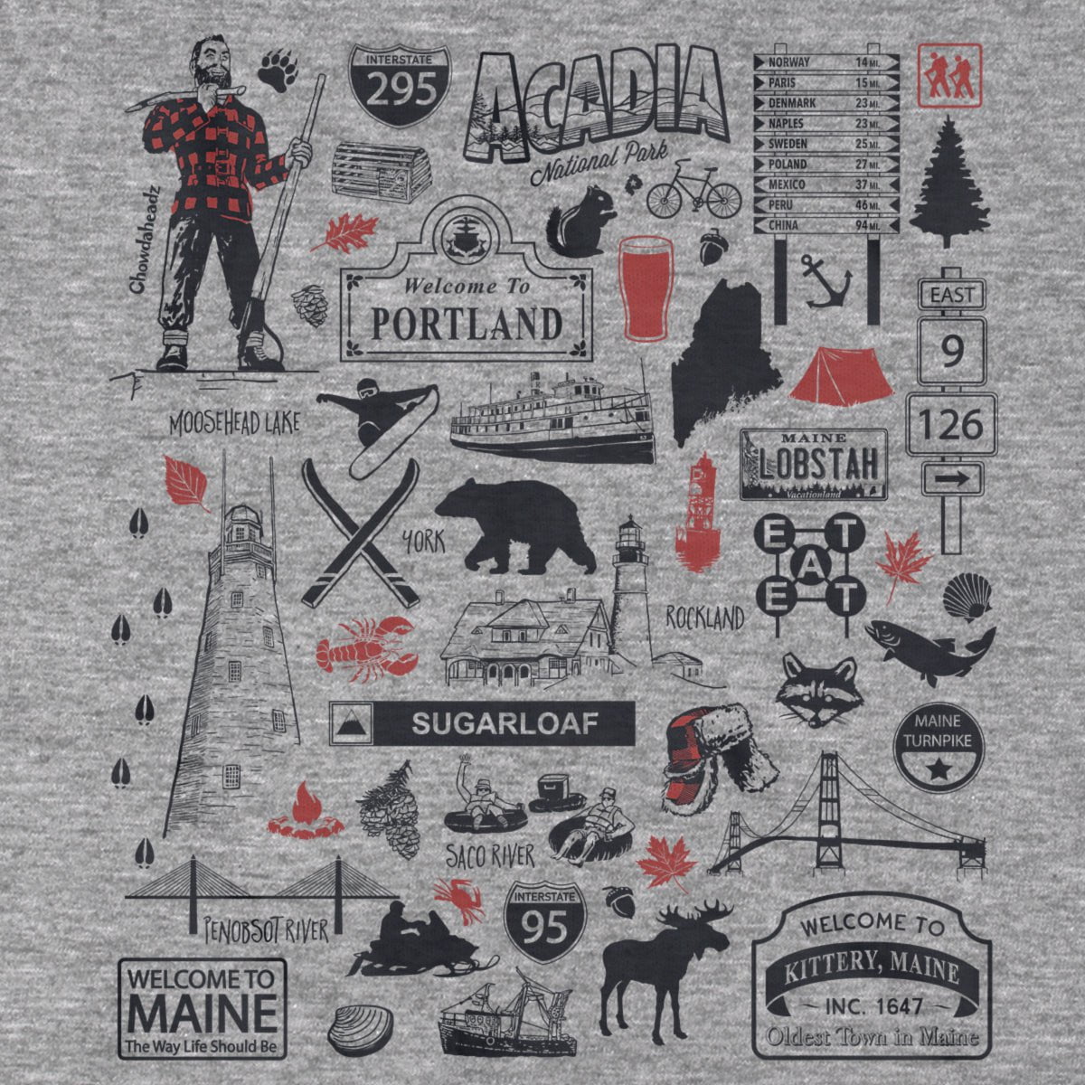 Maine Tourist Attraction T-Shirt - Chowdaheadz