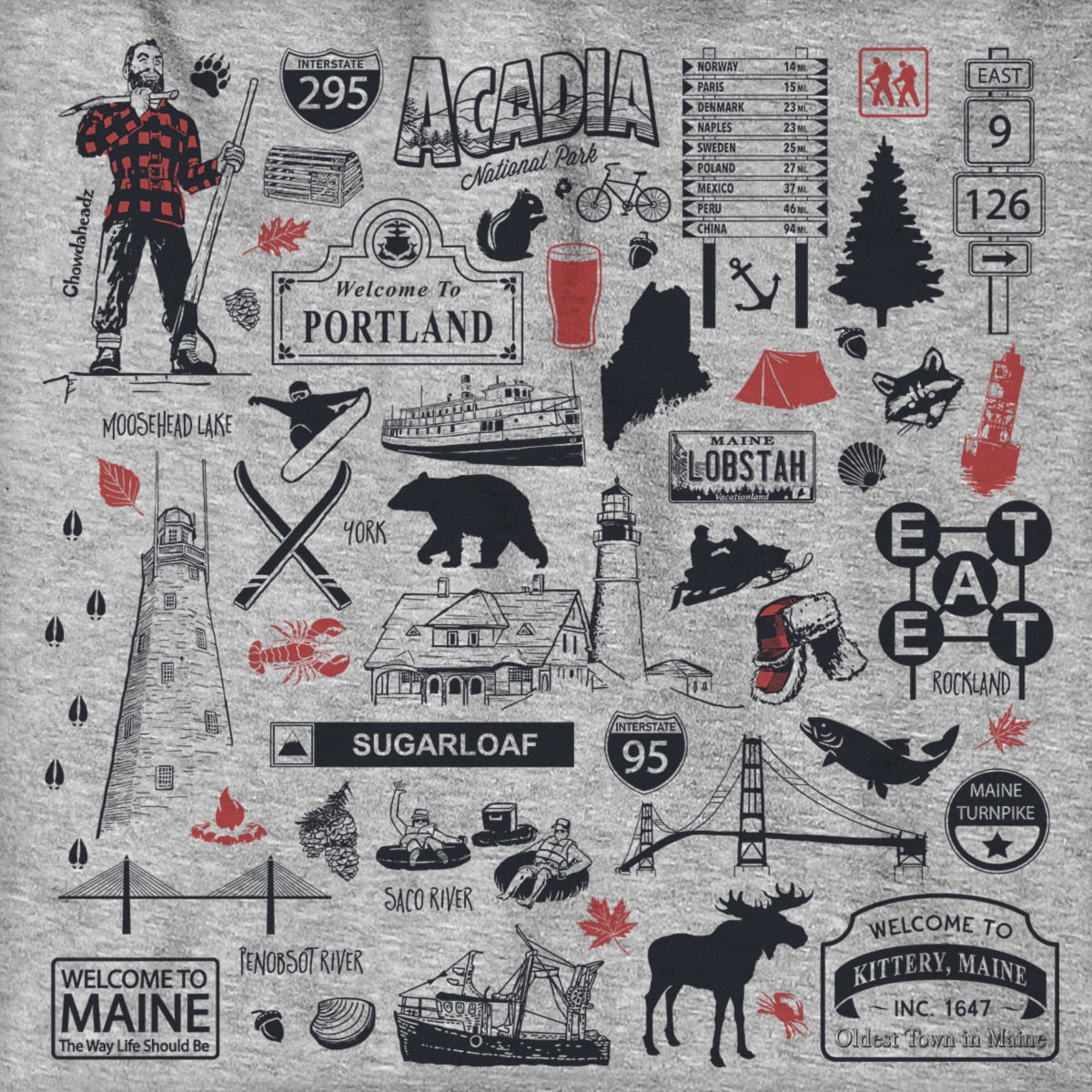 Maine Tourist Attraction Hoodie - Chowdaheadz