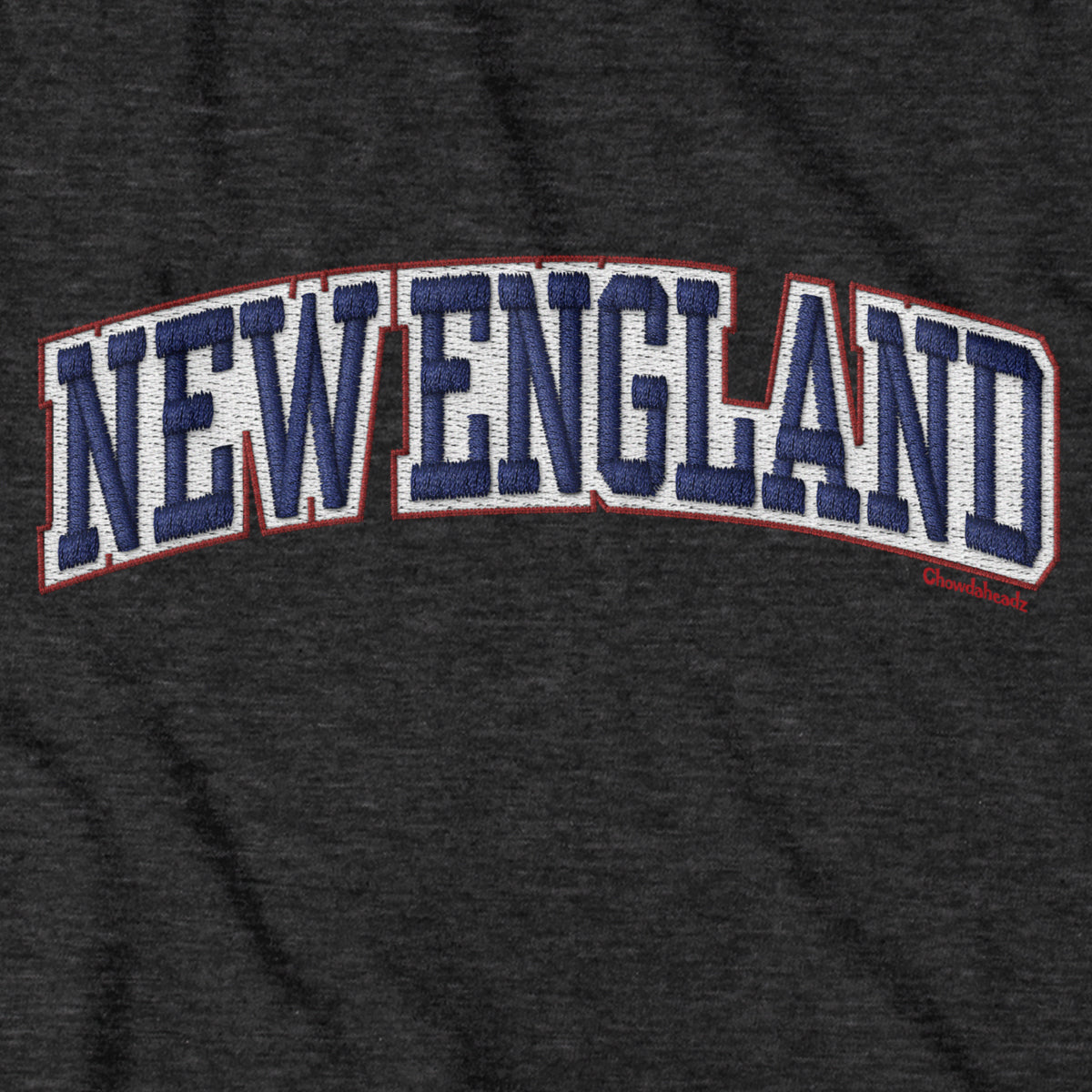 New England Arch Faux Embroidery Hoodie - Chowdaheadz
