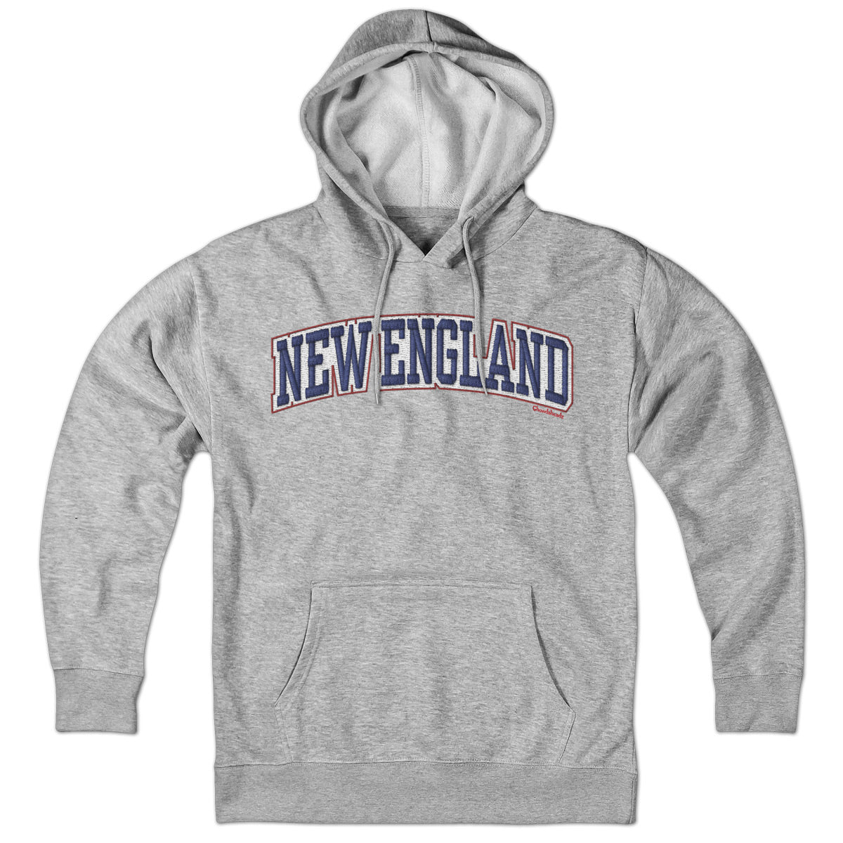 New England Arch Faux Embroidery Hoodie - Chowdaheadz