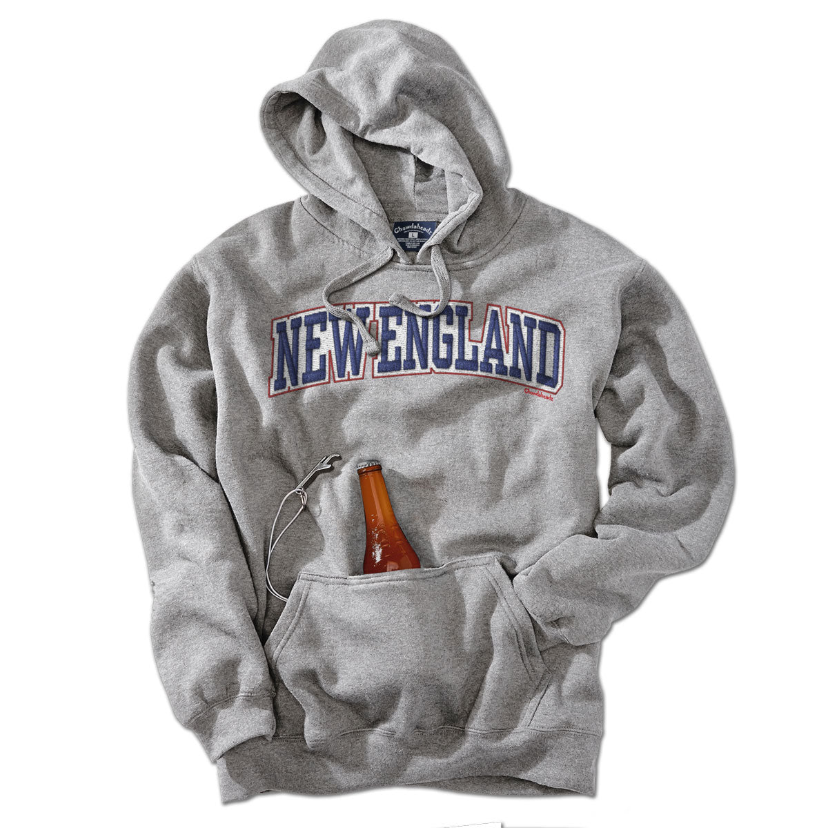 New England Arch Faux Embroidery Tailgater Hoodie - Chowdaheadz