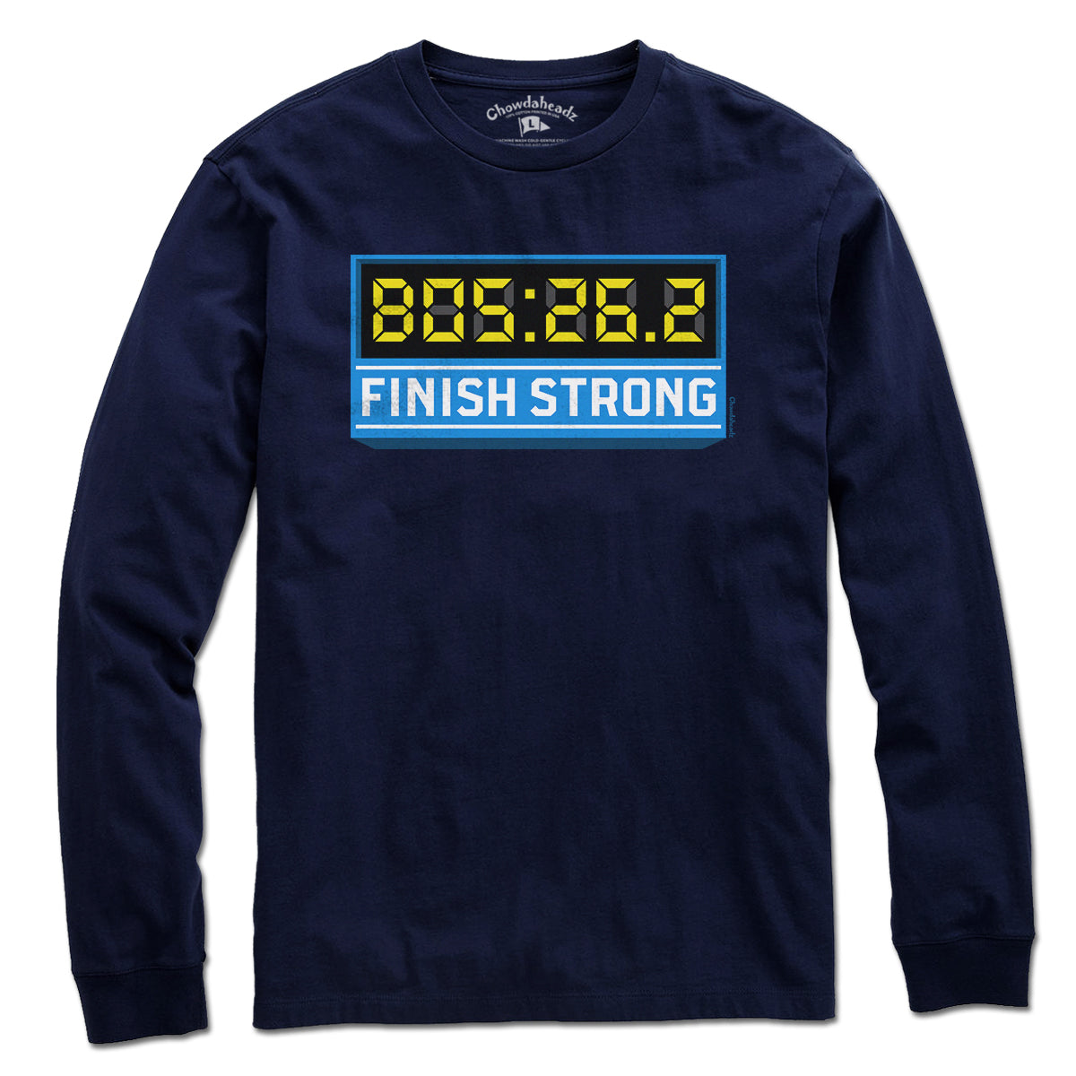 Finish Strong Marathon Time Clock T-Shirt - Chowdaheadz
