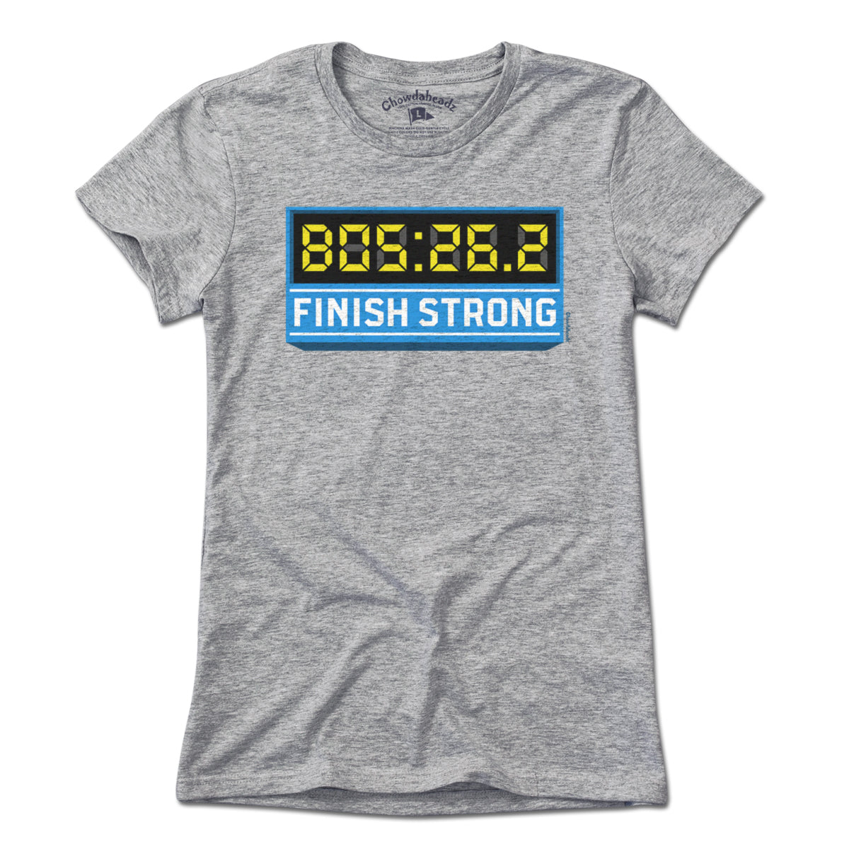 Finish Strong Marathon Time Clock T-Shirt - Chowdaheadz
