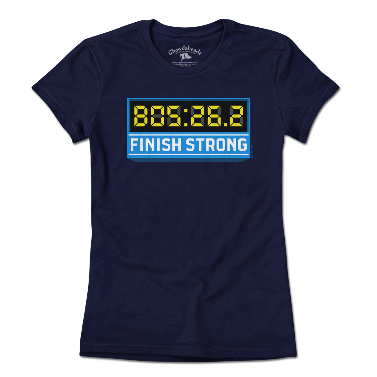 Finish Strong Marathon Time Clock T-Shirt - Chowdaheadz