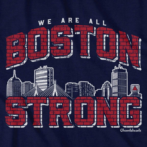 Close-up of Boston Strong shirt design — bold lettering detail