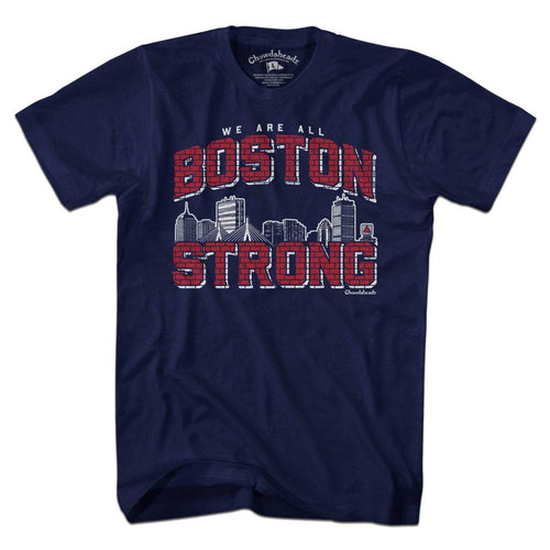 Boston Strong t-shirt with bold Boston Strong lettering — original Boston resilience tee