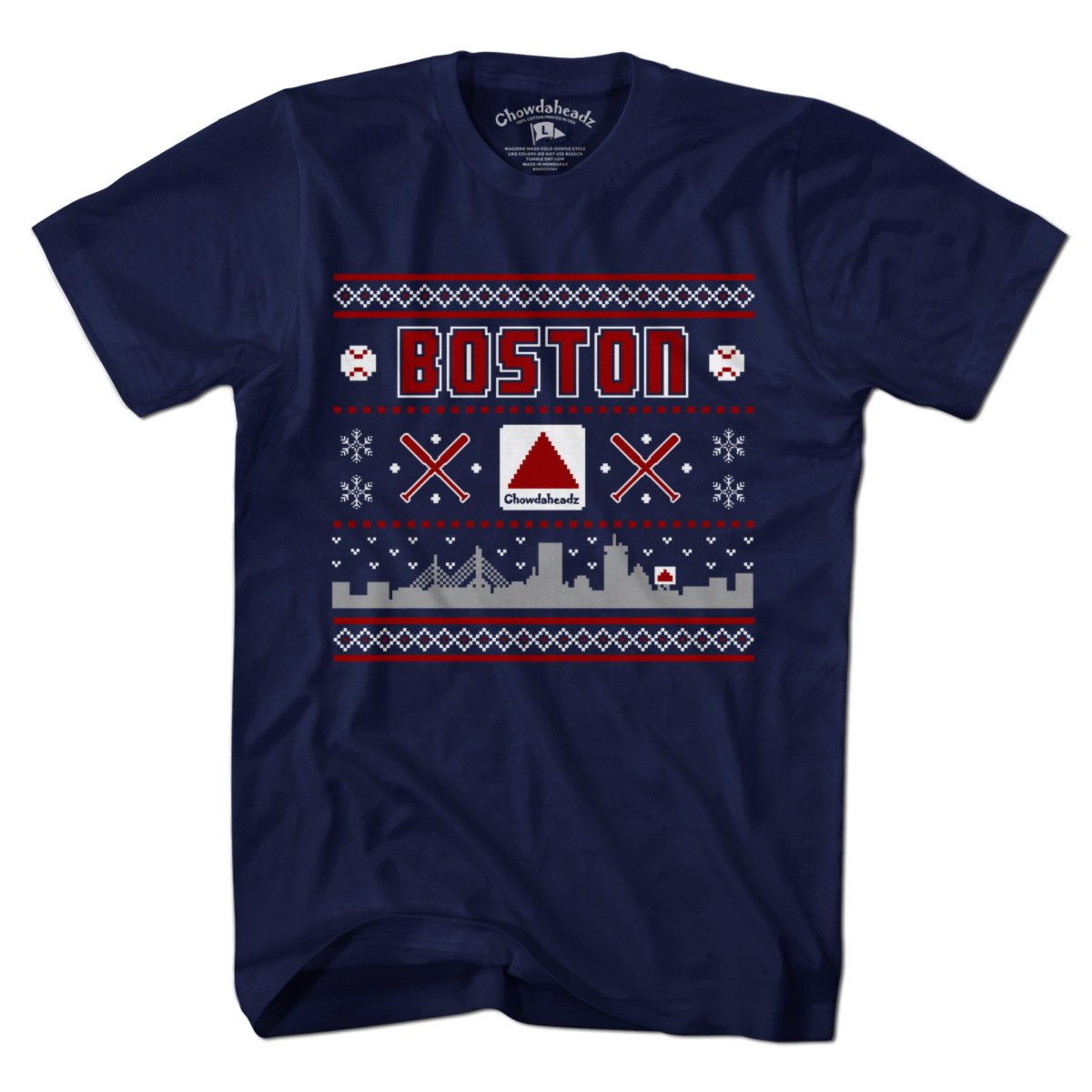 Ugly Holiday Sweater Boston T-Shirt - Chowdaheadz