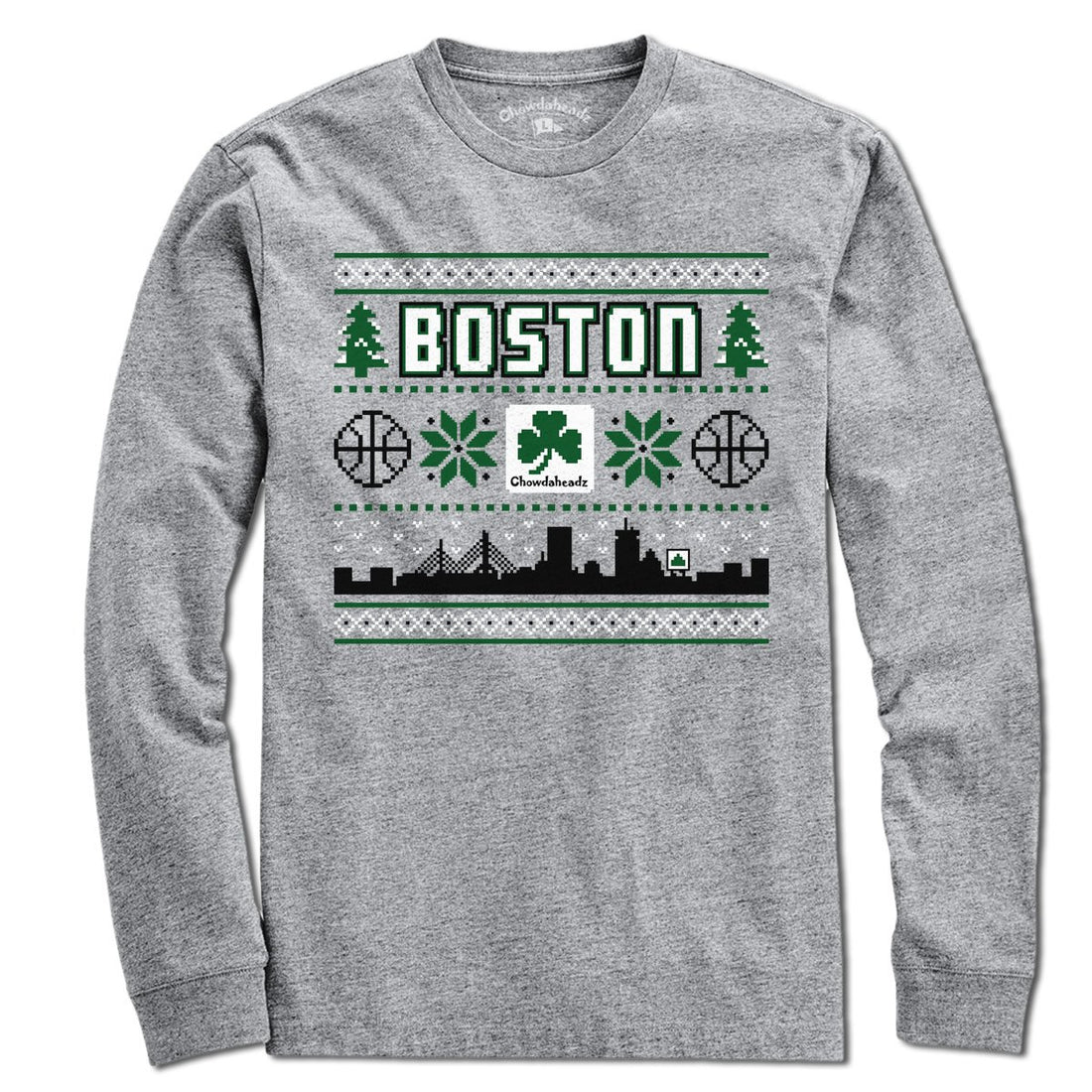 Boston Shamrock Ugly Sweater T-Shirt - Chowdaheadz