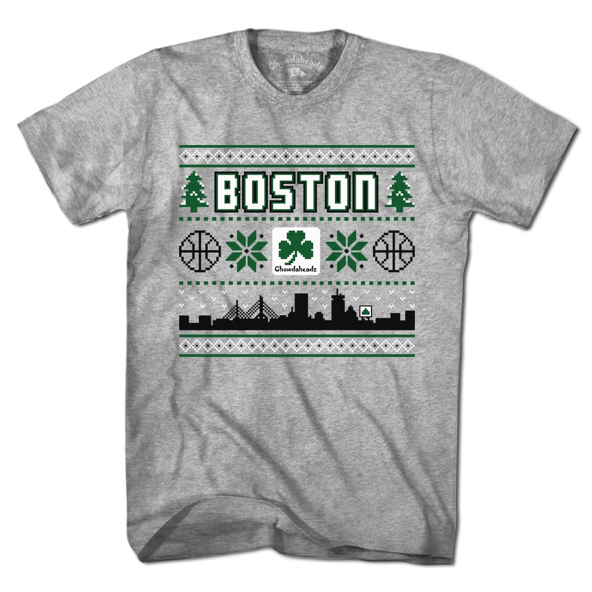 Boston Shamrock Ugly Sweater T-Shirt - Chowdaheadz