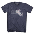 Mass America t-shirt with Mass-meets-flag graphic — Massachusetts patriotic tee