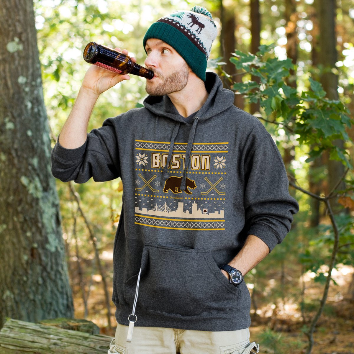 Boston Black & Gold Holiday Tailgater Hoodie - Chowdaheadz