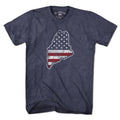 American Maineiac USA t-shirt with bold lettering and stars-and-stripes accent — Maine pride tee