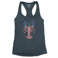 Lobstah 'Merica women's tank top in indigo — patriotic lobster graphic